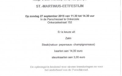 Welkom op Sint-Martinus eetfestijn Onkerzele op zondag 27 september 2015